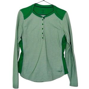 Patagonia Women’s Large Capilene Striped Henley - Green